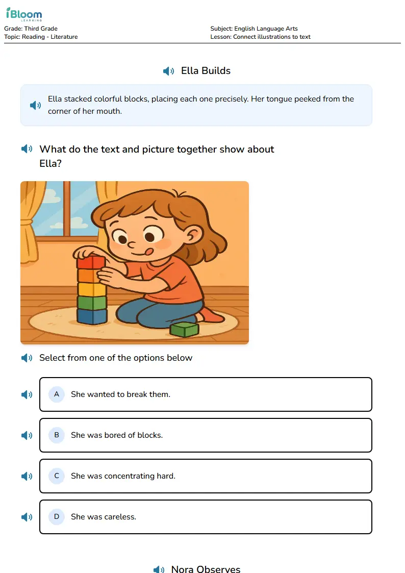 Connect illustrations to text Lesson for Grade 3