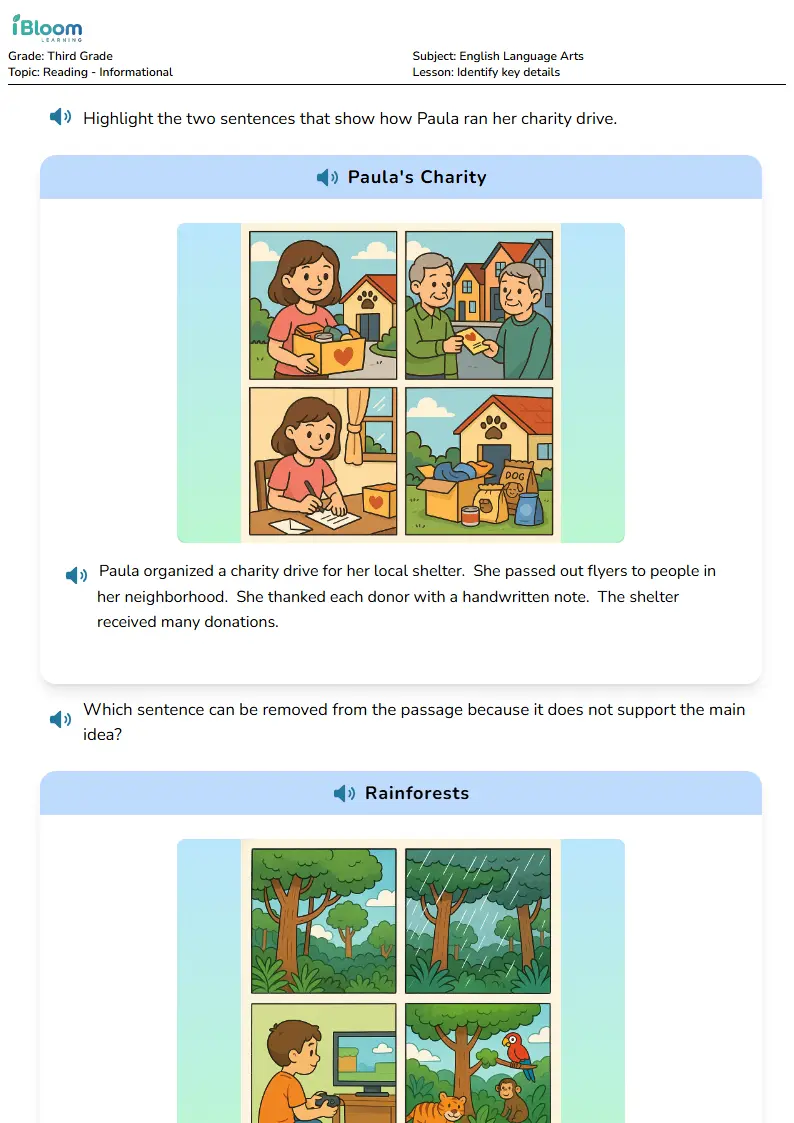 Identify key details Lesson for Third Grade | iBloom