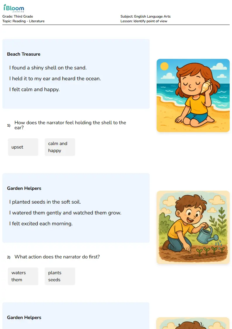 Identify point of view Lesson for Third Grade | iBloom