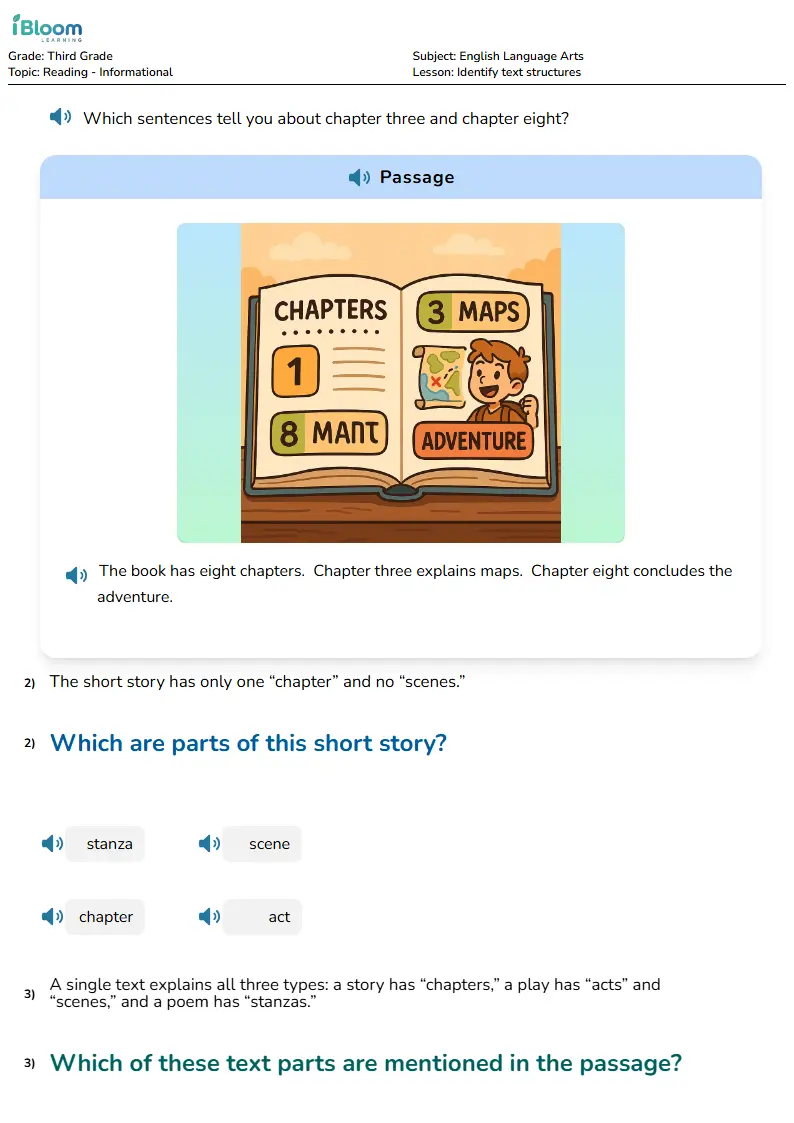 Identify text structures Lesson for Third Grade | iBloom