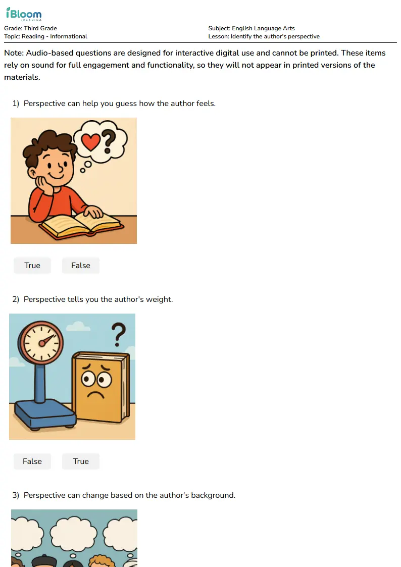 Identify the author's perspective Lesson for Third Grade | iBloom
