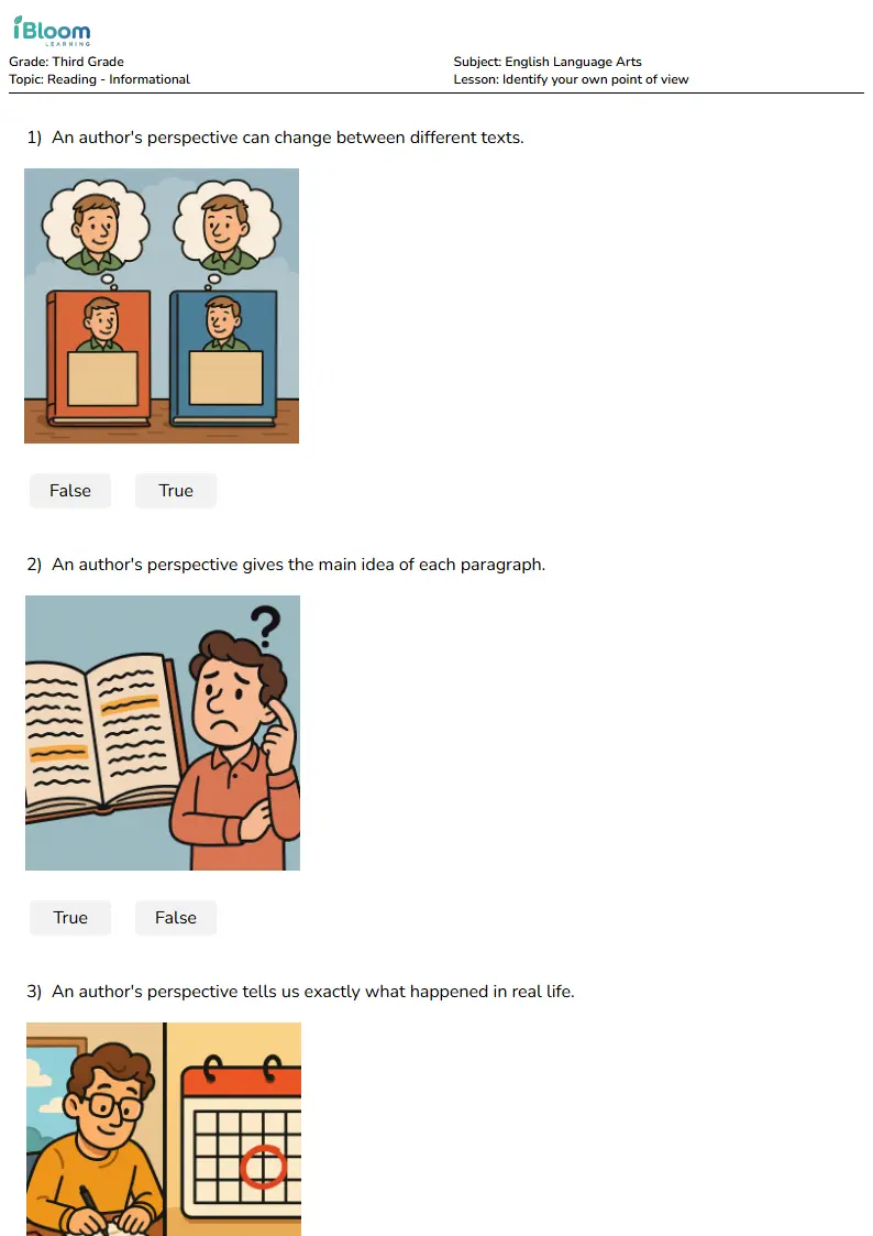 Identify your own point of view Lesson for Third Grade | iBloom