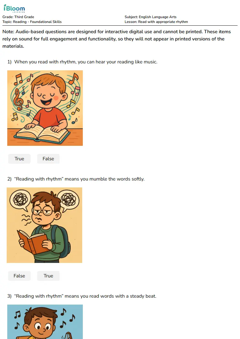 Read with appropriate rhythm Lesson for Third Grade | iBloom