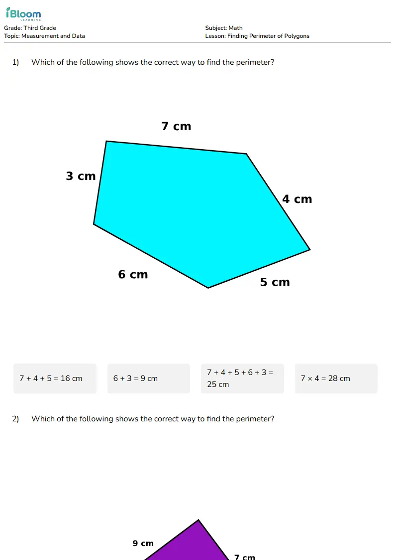 Finding Perimeter of Polygons Lesson for Third Grade | iBloom