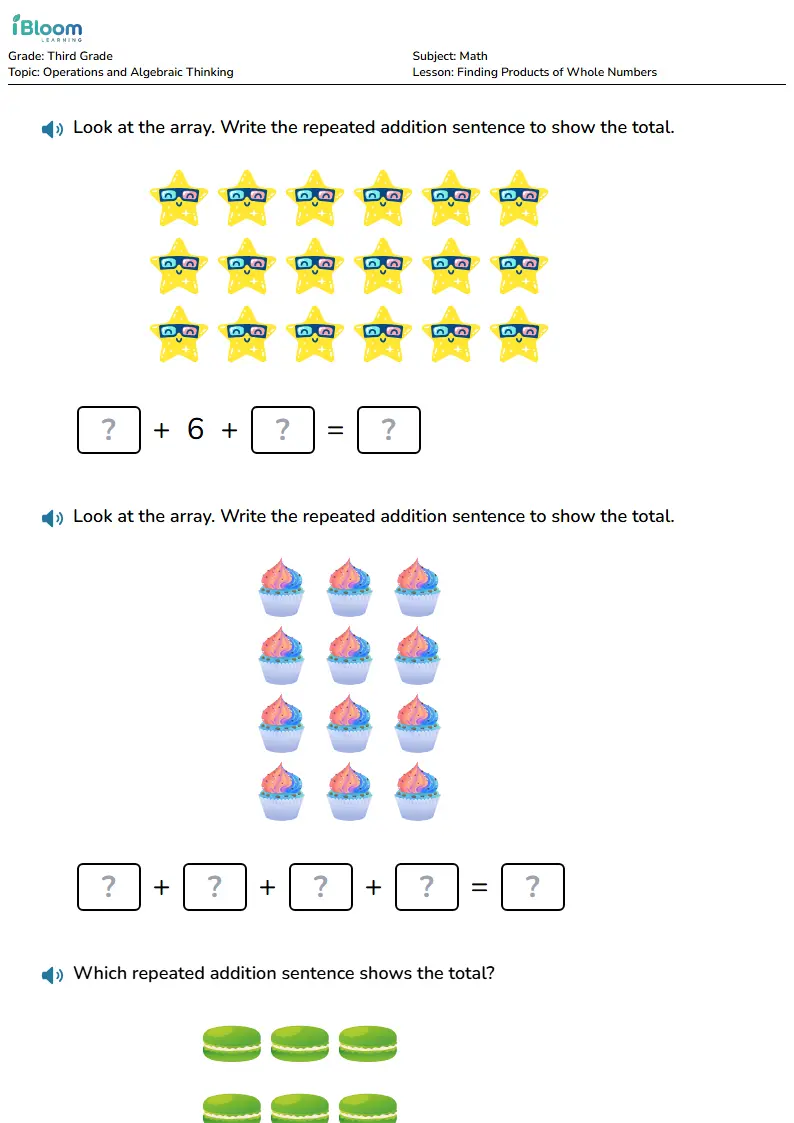 Finding Products of Whole Numbers Lesson for Third Grade | iBloom
