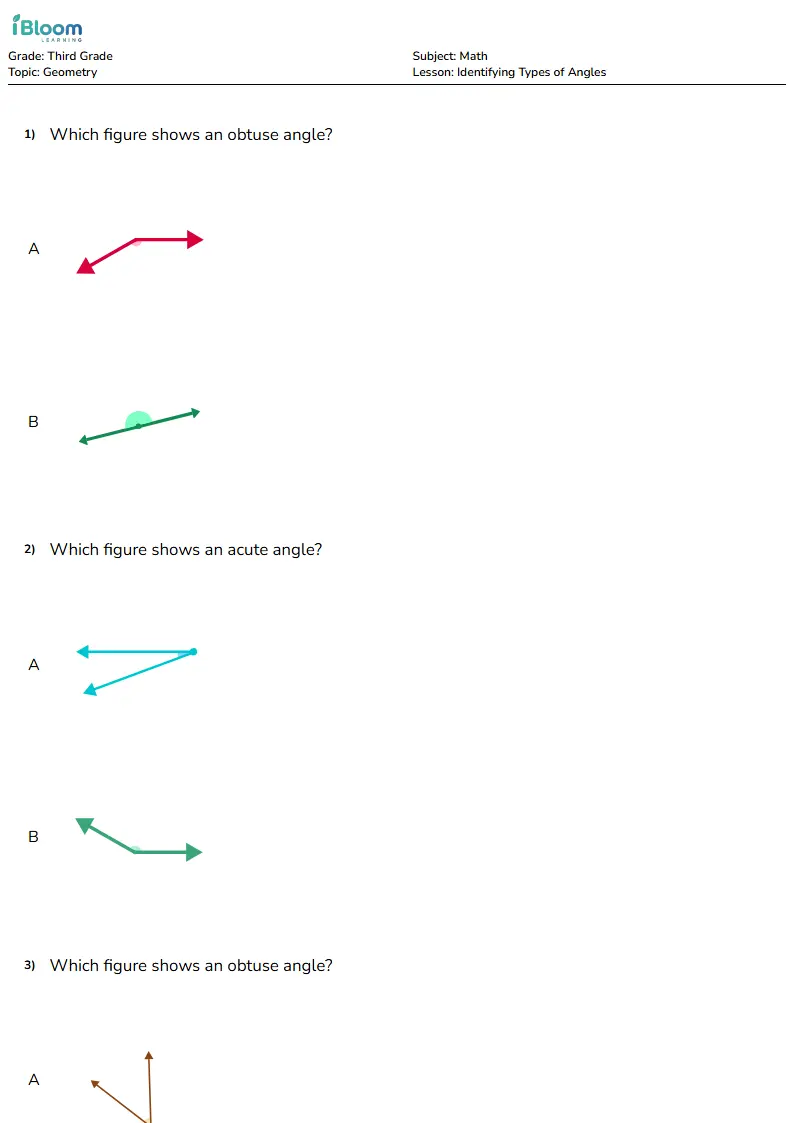 Identifying Types of Angles Lesson for Third Grade | iBloom