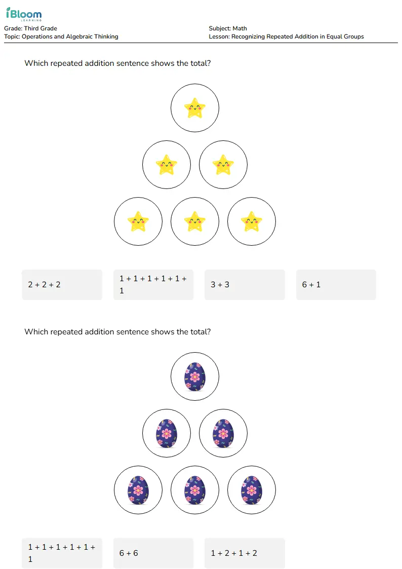 Repeated Addition Definition Math Recognizing Repeated Addition in Equal Groups Lesson…