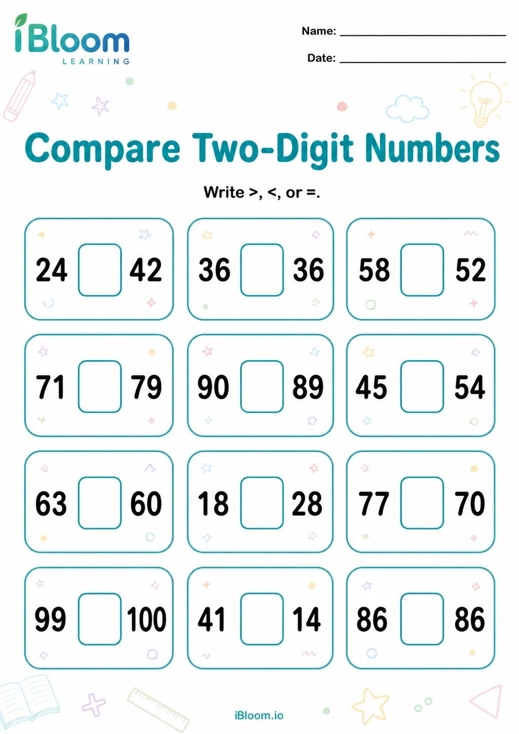 Preview page 1 of Compare Two-Digit Numbers