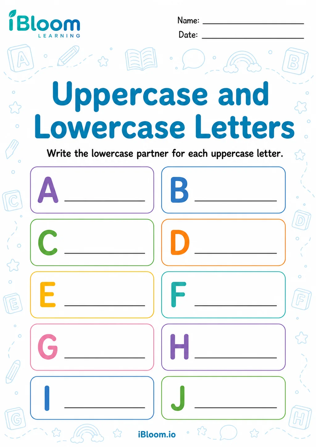 Preview of Uppercase and Lowercase Letters worksheet