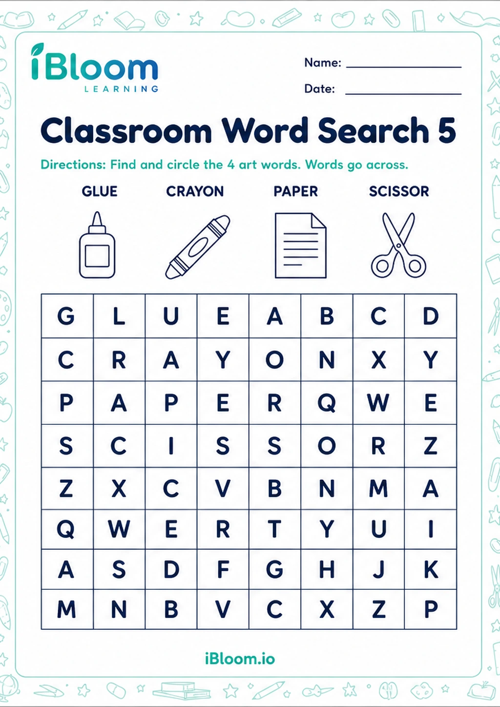 Preview of Classroom Word Search 5 worksheet