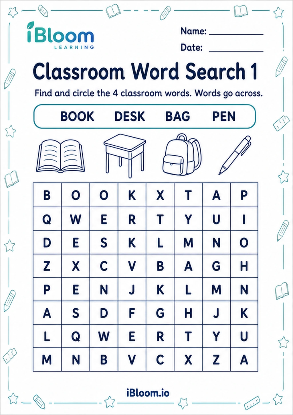 Preview page 1 of Classroom Word Search 1