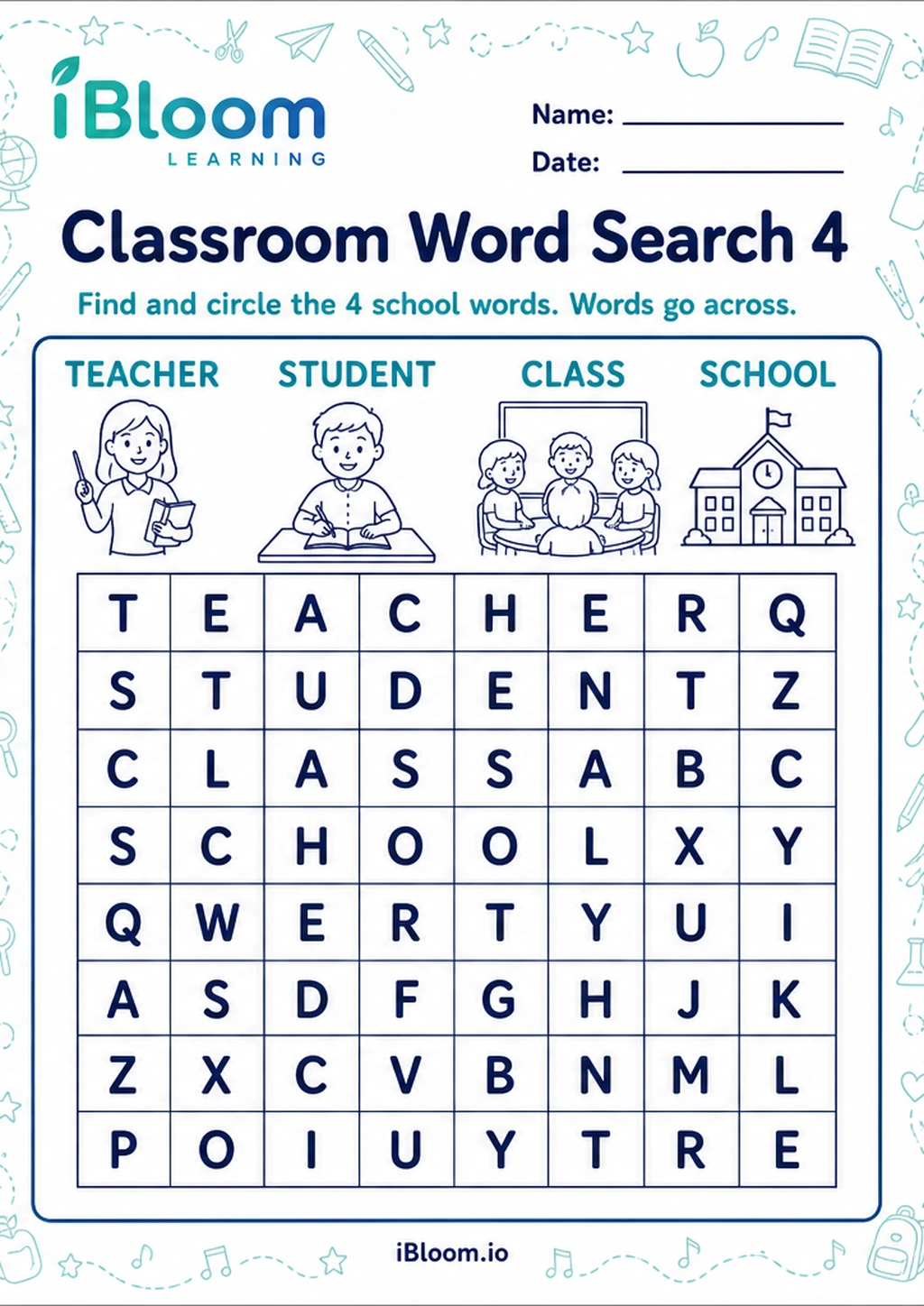 Preview page 1 of Classroom Word Search 4
