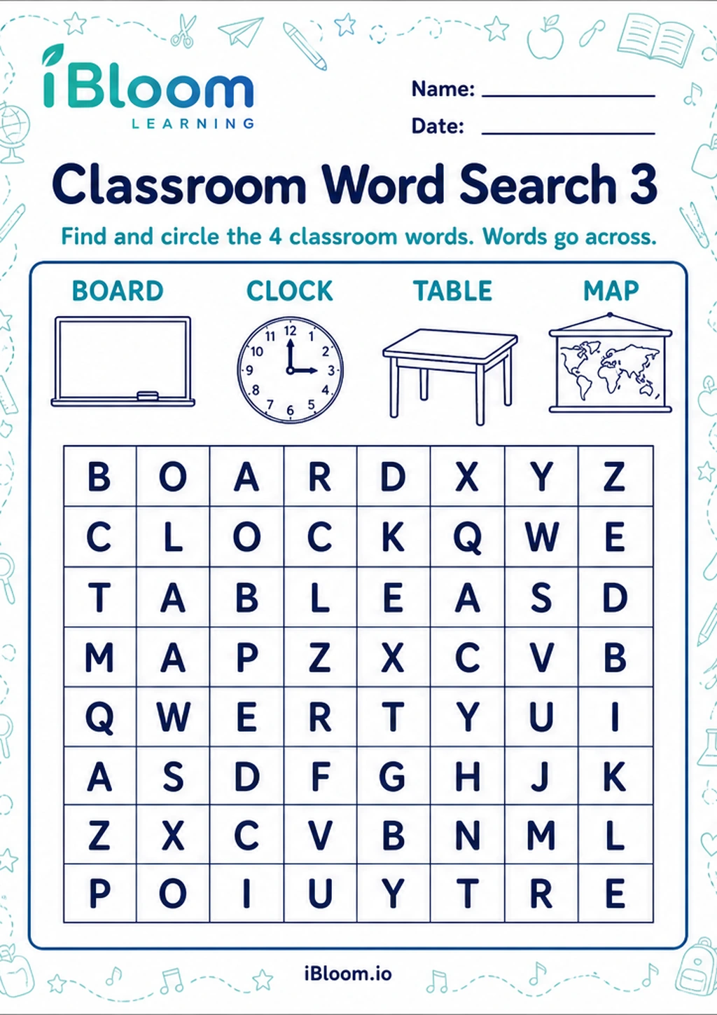 Preview page 1 of Classroom Word Search 3