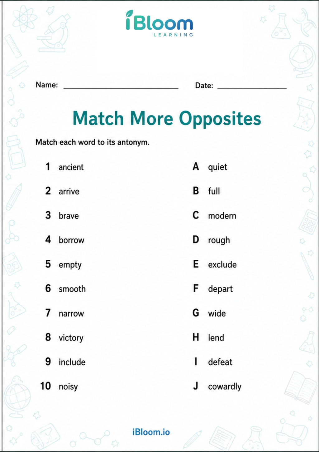Preview of Match More Opposites worksheet