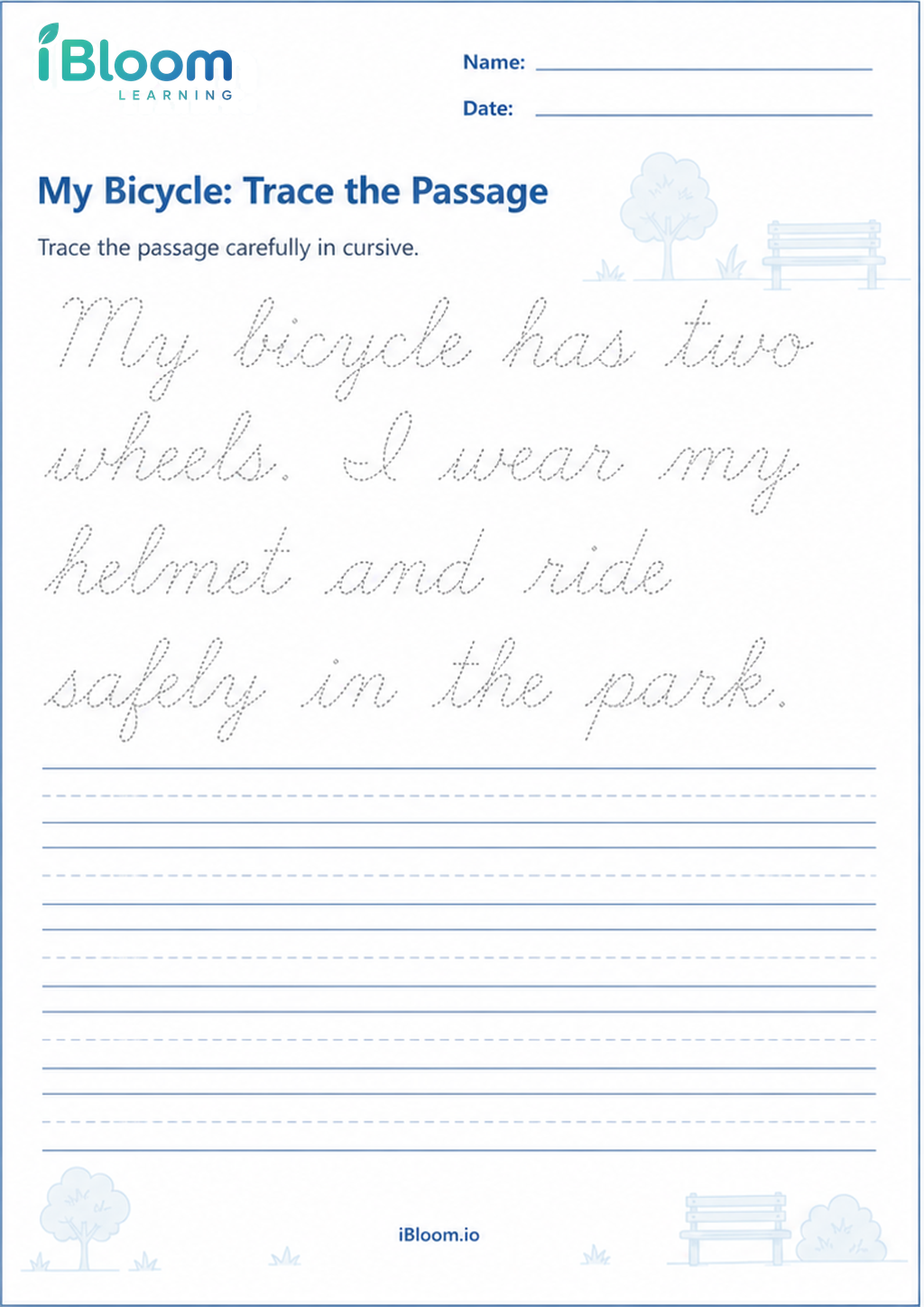 Preview page 1 of My Bicycle: Trace the Passage