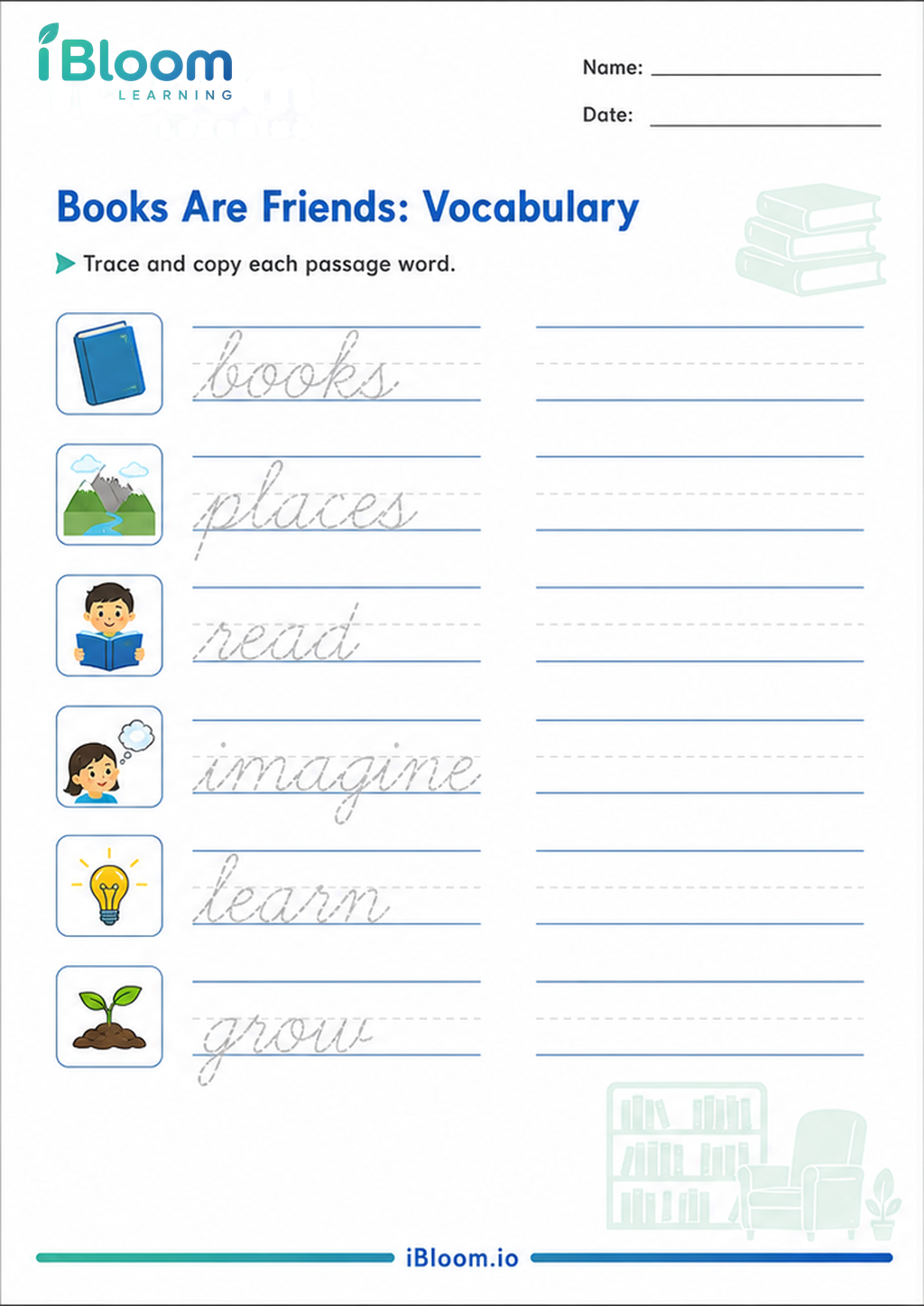 Preview of Books Are Friends: Vocabulary worksheet
