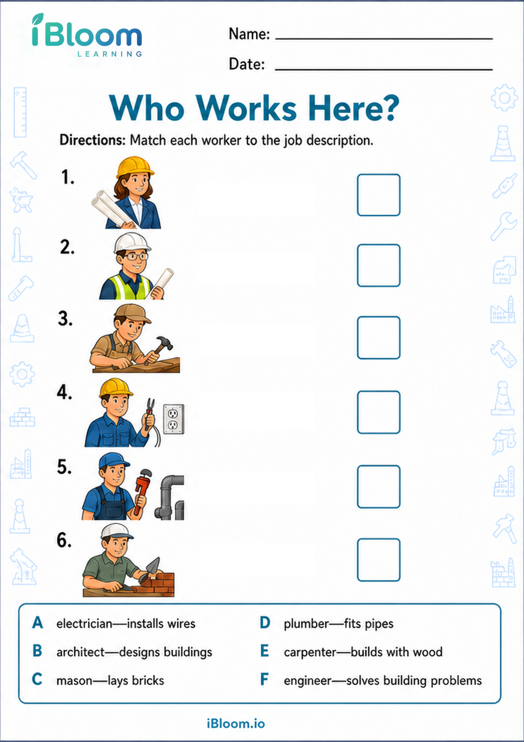 Preview of Who Works Here? worksheet