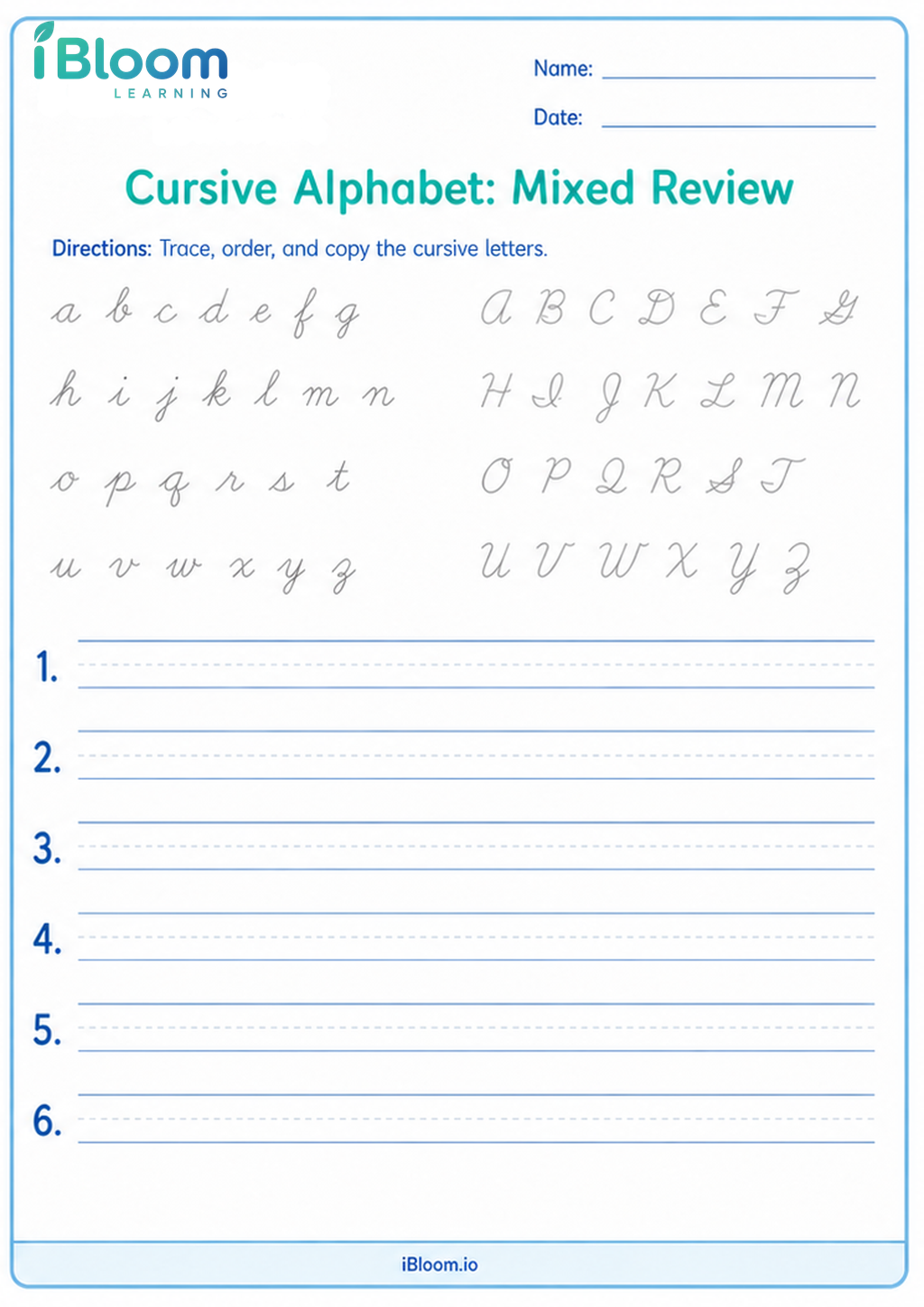 Preview page 1 of Cursive Alphabet: Mixed Review