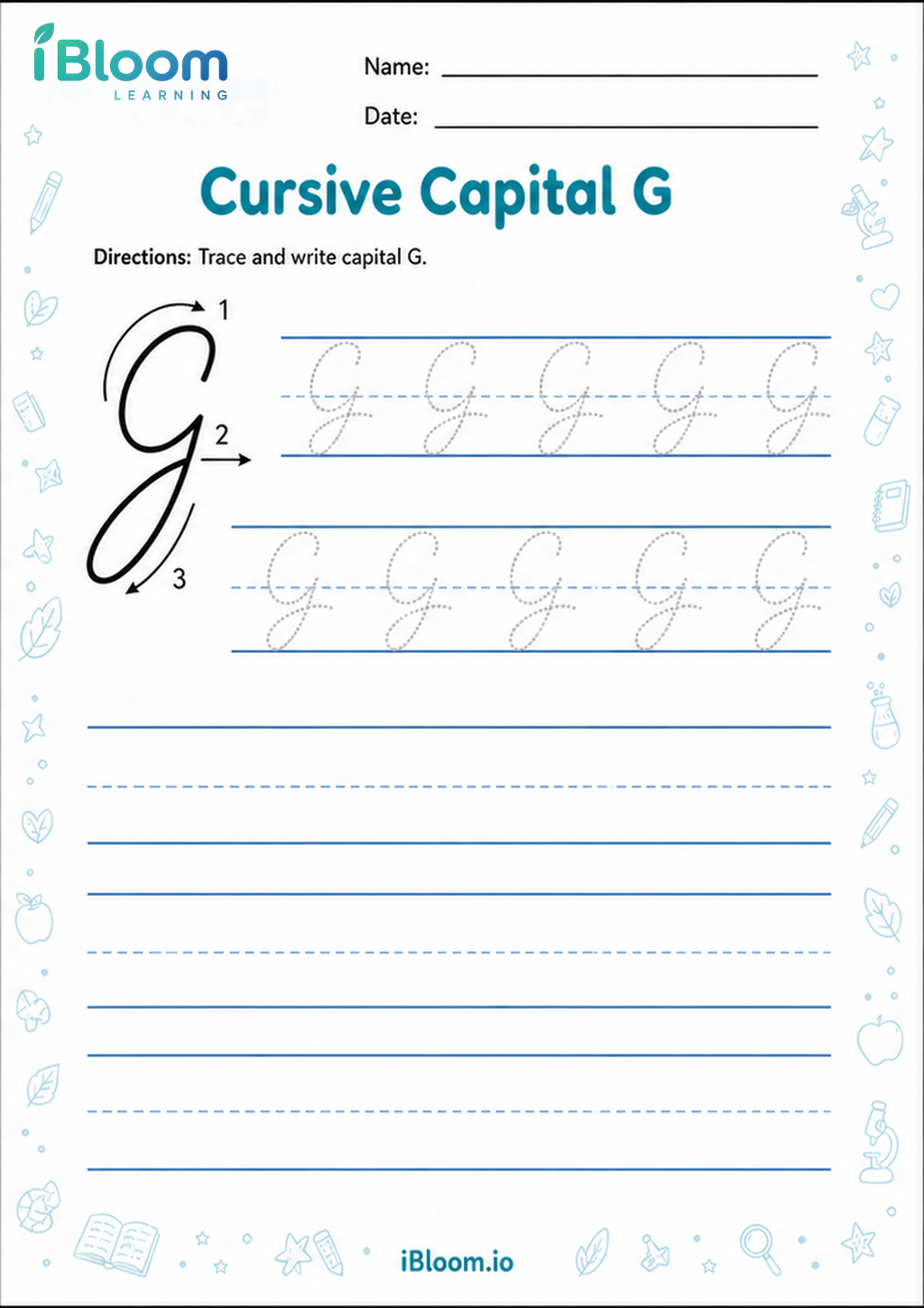 Preview of Cursive Capital G worksheet