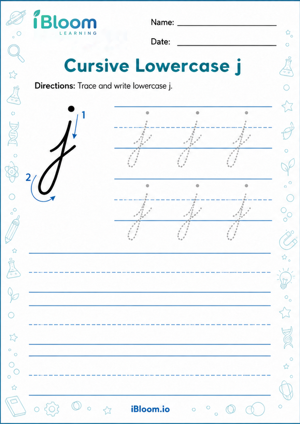 Preview page 1 of Cursive Lowercase j