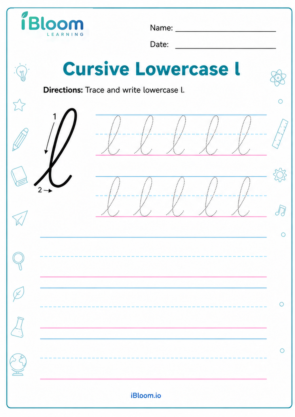 Preview page 1 of Cursive Lowercase l