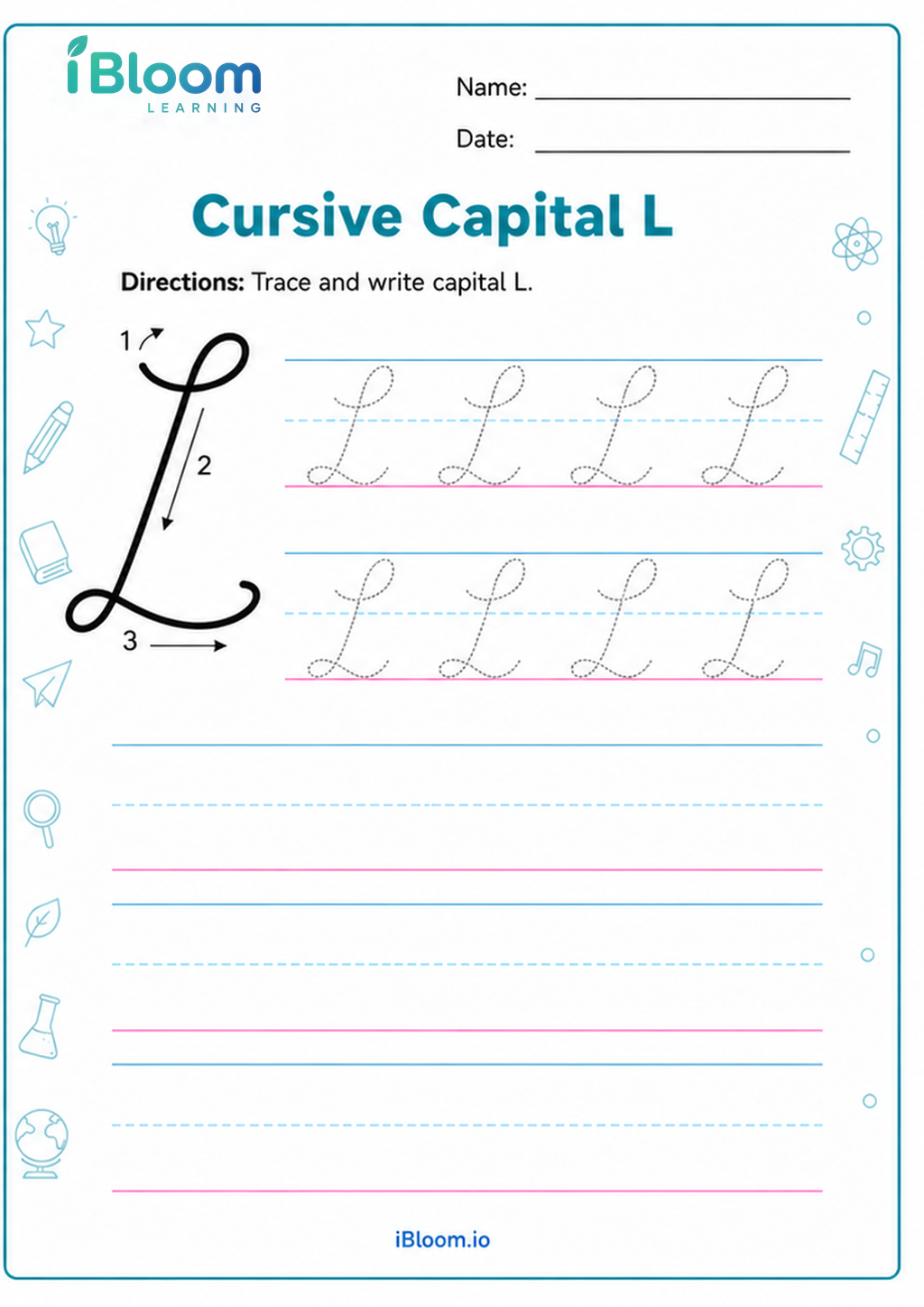 Preview of Cursive Capital L worksheet