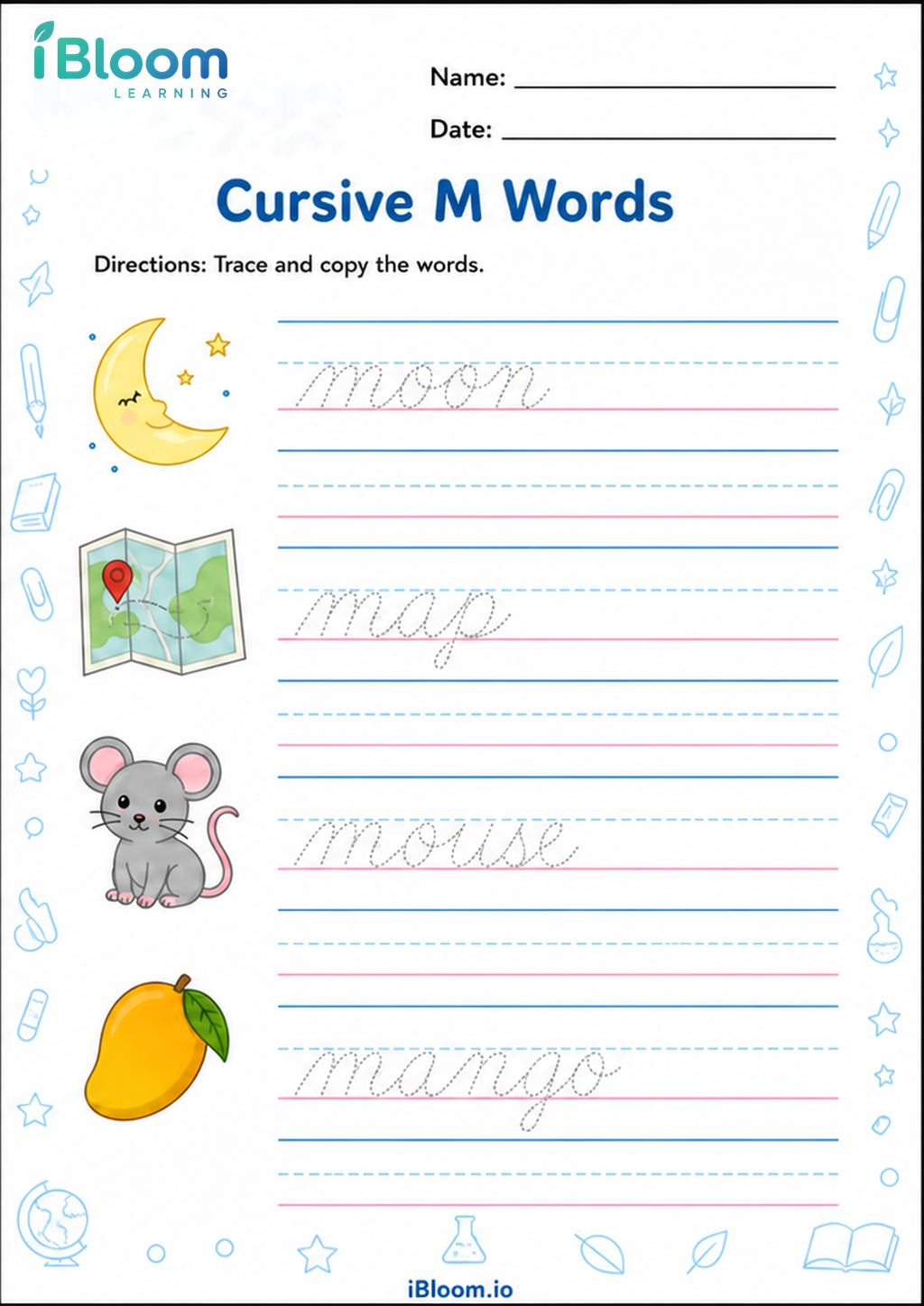 Preview page 1 of Cursive M Words