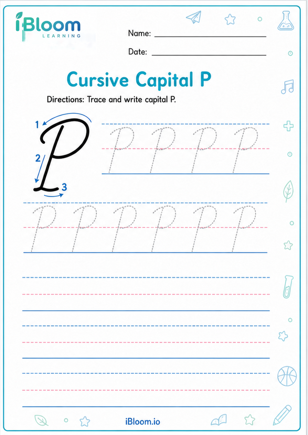 Preview page 1 of Cursive Capital P
