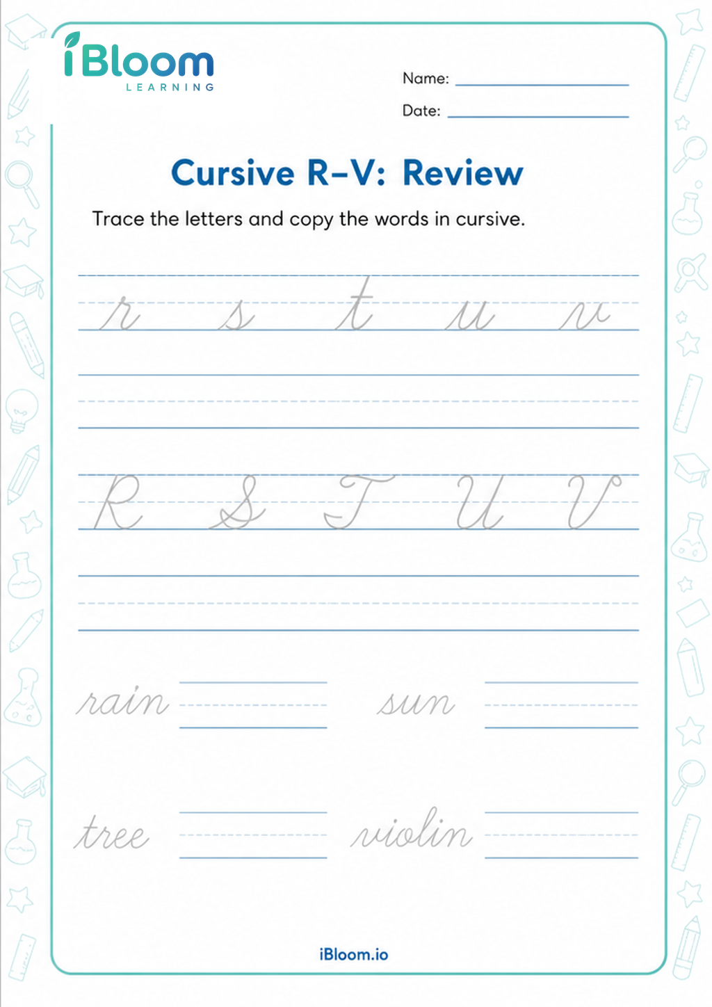 Preview page 1 of Cursive R–V: Review