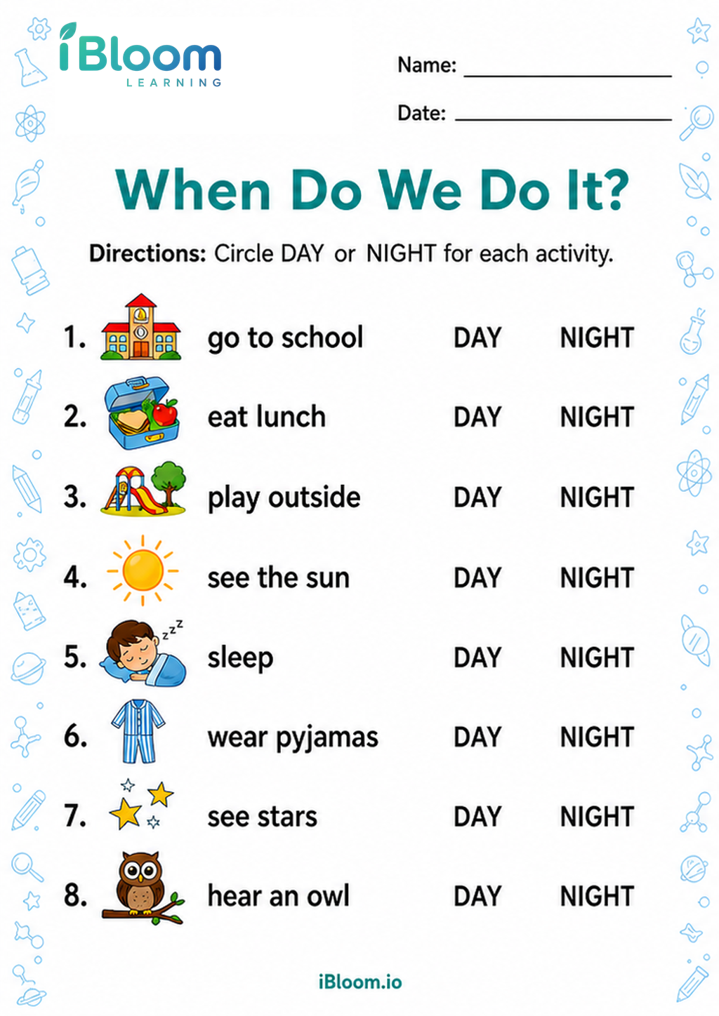 Preview of When Do We Do It? worksheet