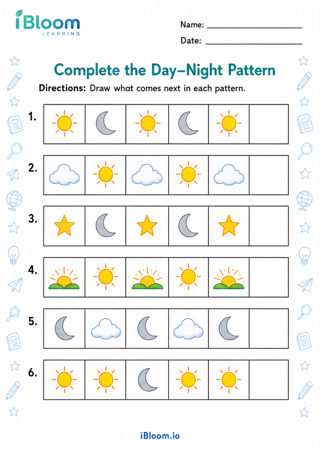 Preview page 1 of Complete the Day-Night Pattern