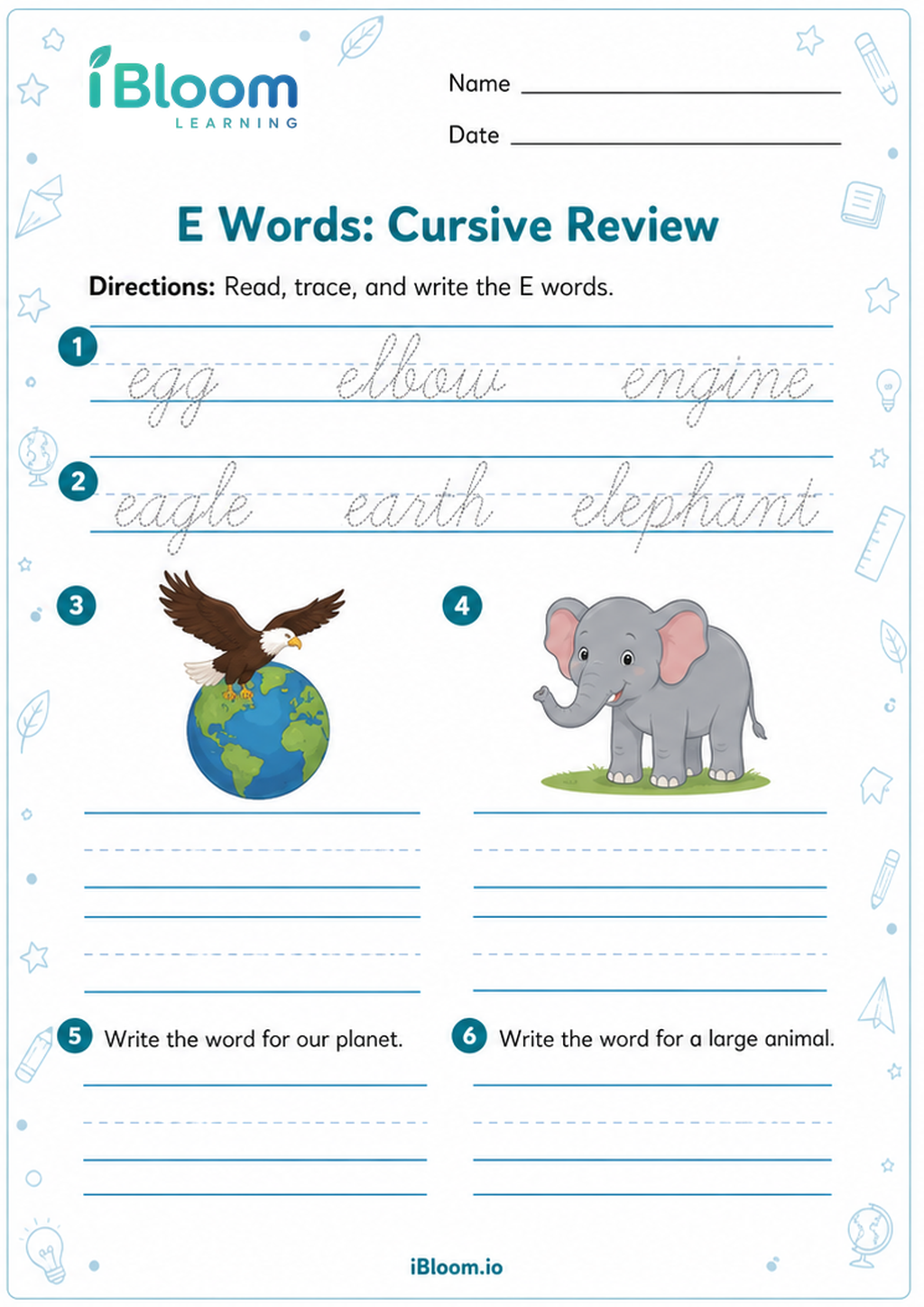 Preview page 1 of E Words: Cursive Review