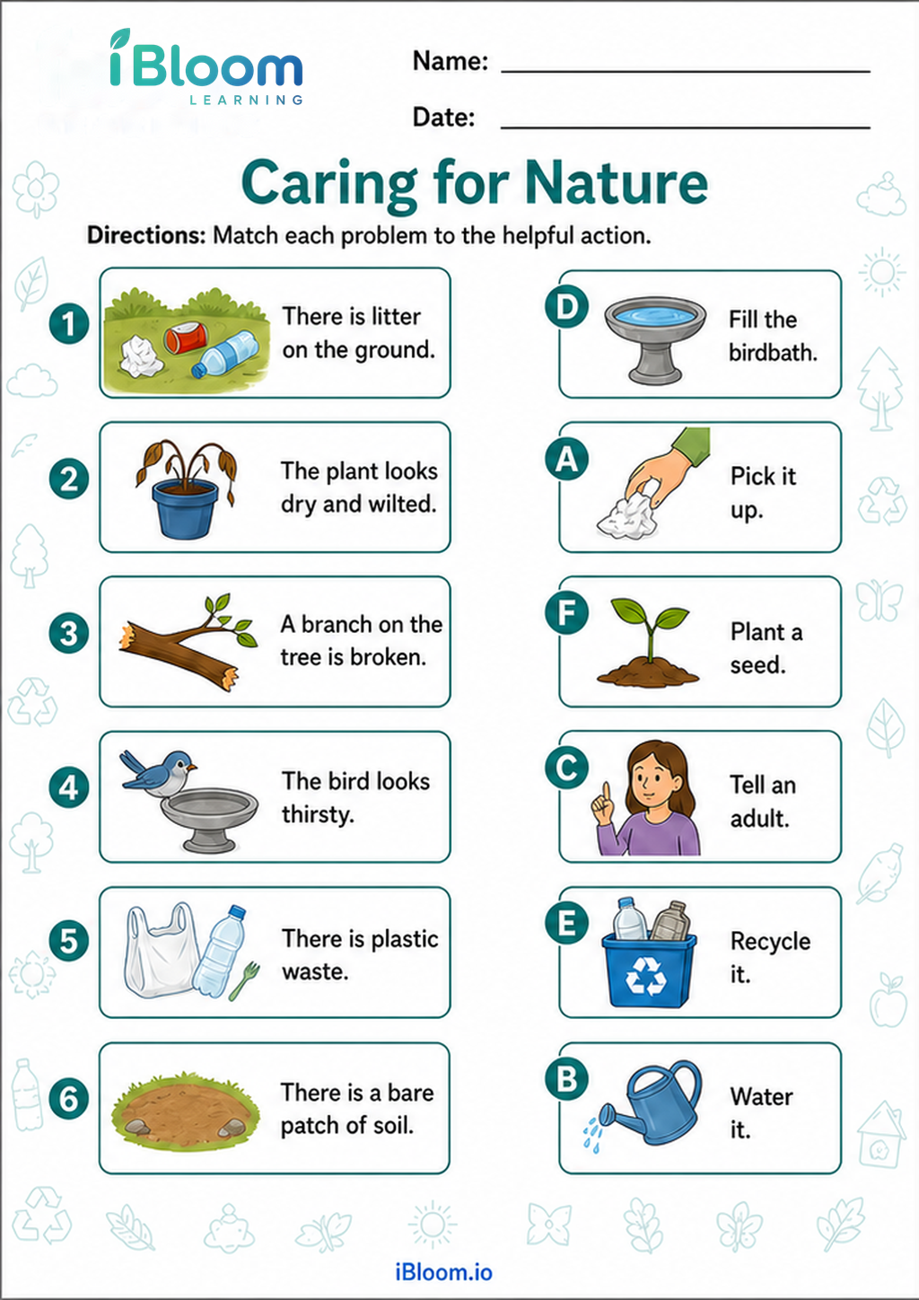 Preview of Caring for Nature worksheet
