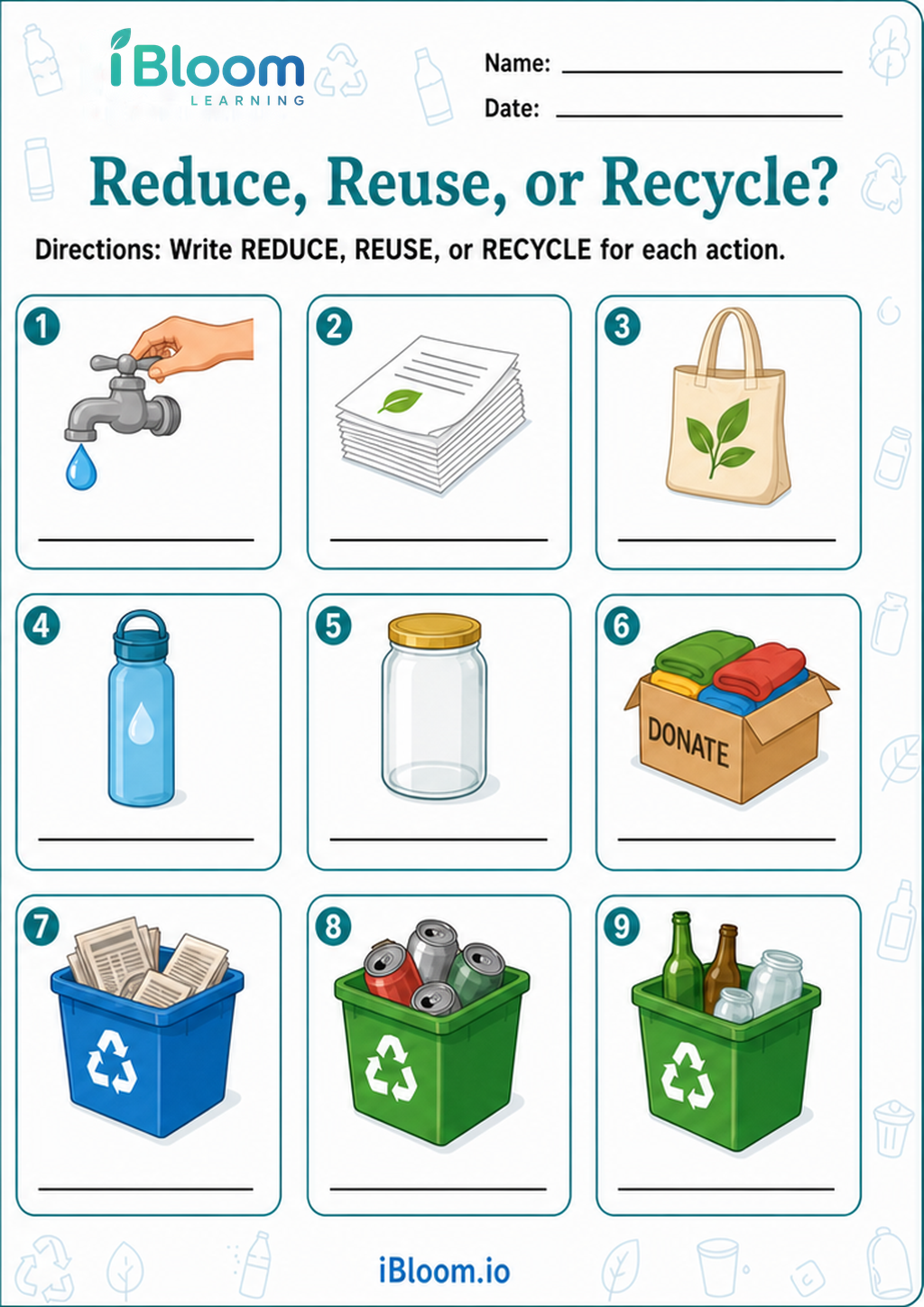 Preview of Reduce, Reuse, or Recycle? worksheet