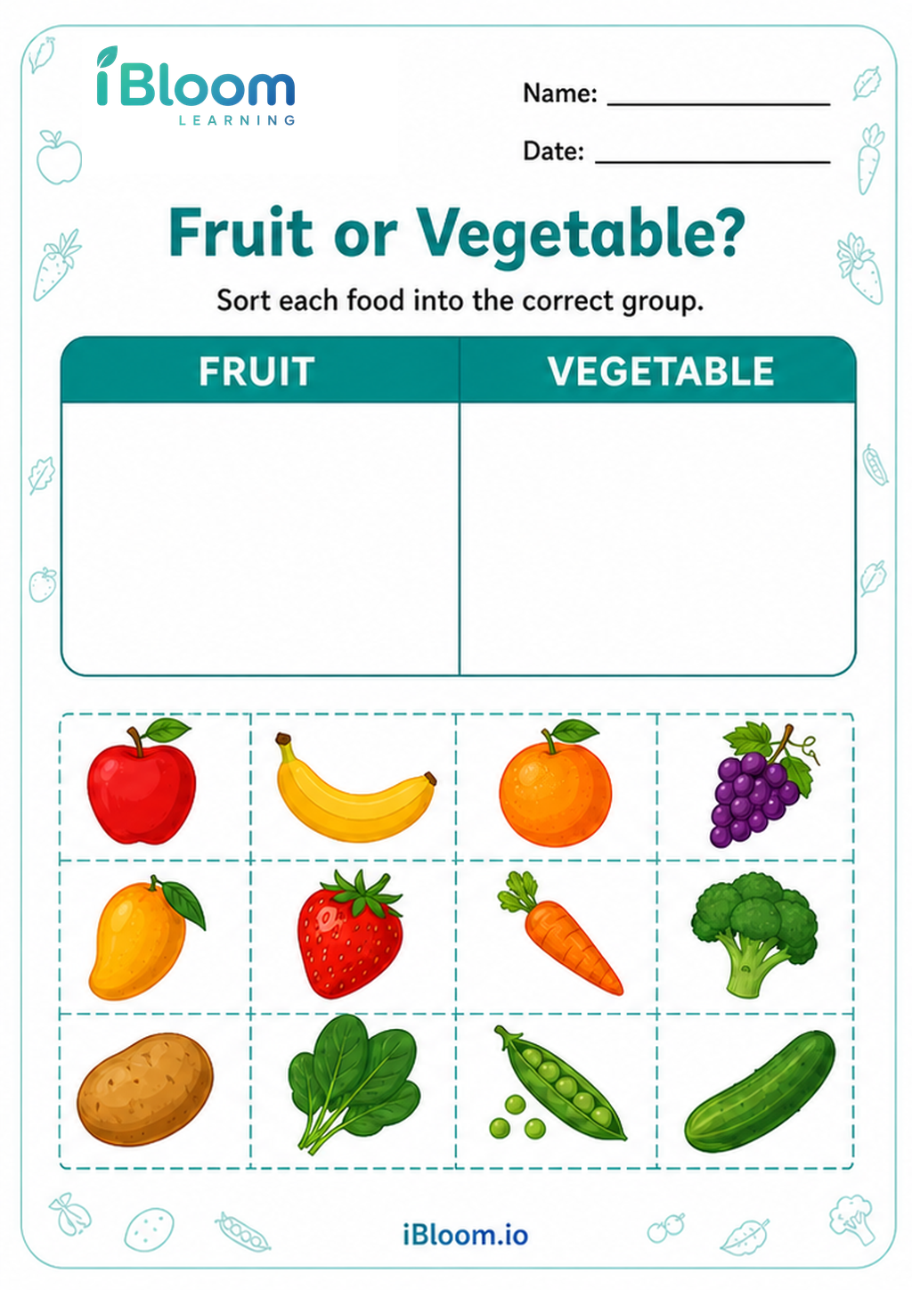 Preview of Fruit or Vegetable? worksheet