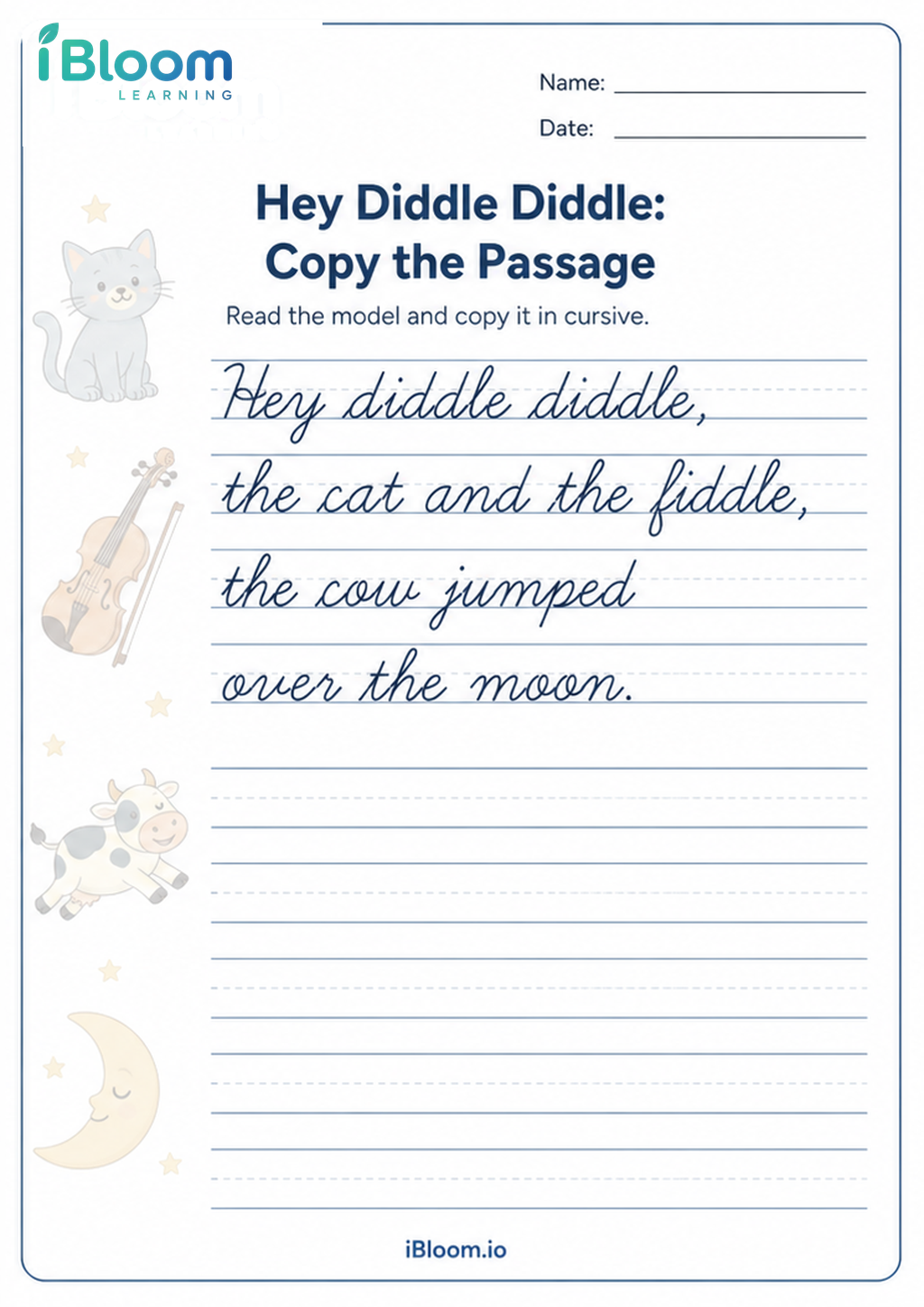 Preview page 1 of Hey Diddle Diddle: Copy the Passage