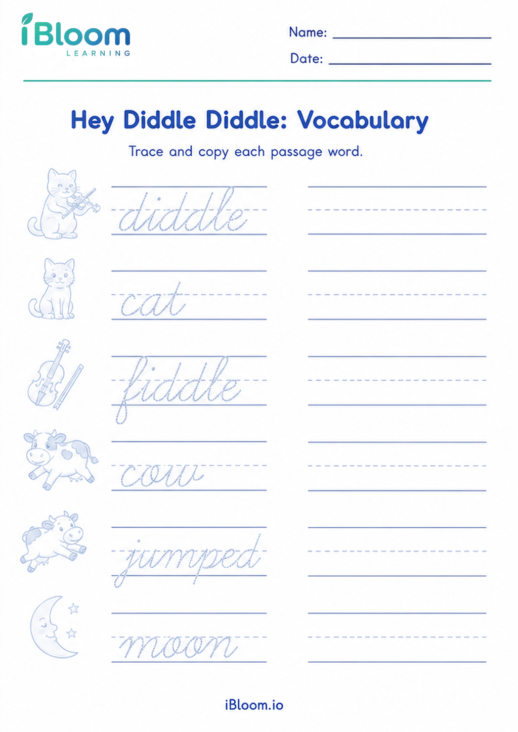 Preview page 1 of Hey Diddle Diddle: Vocabulary