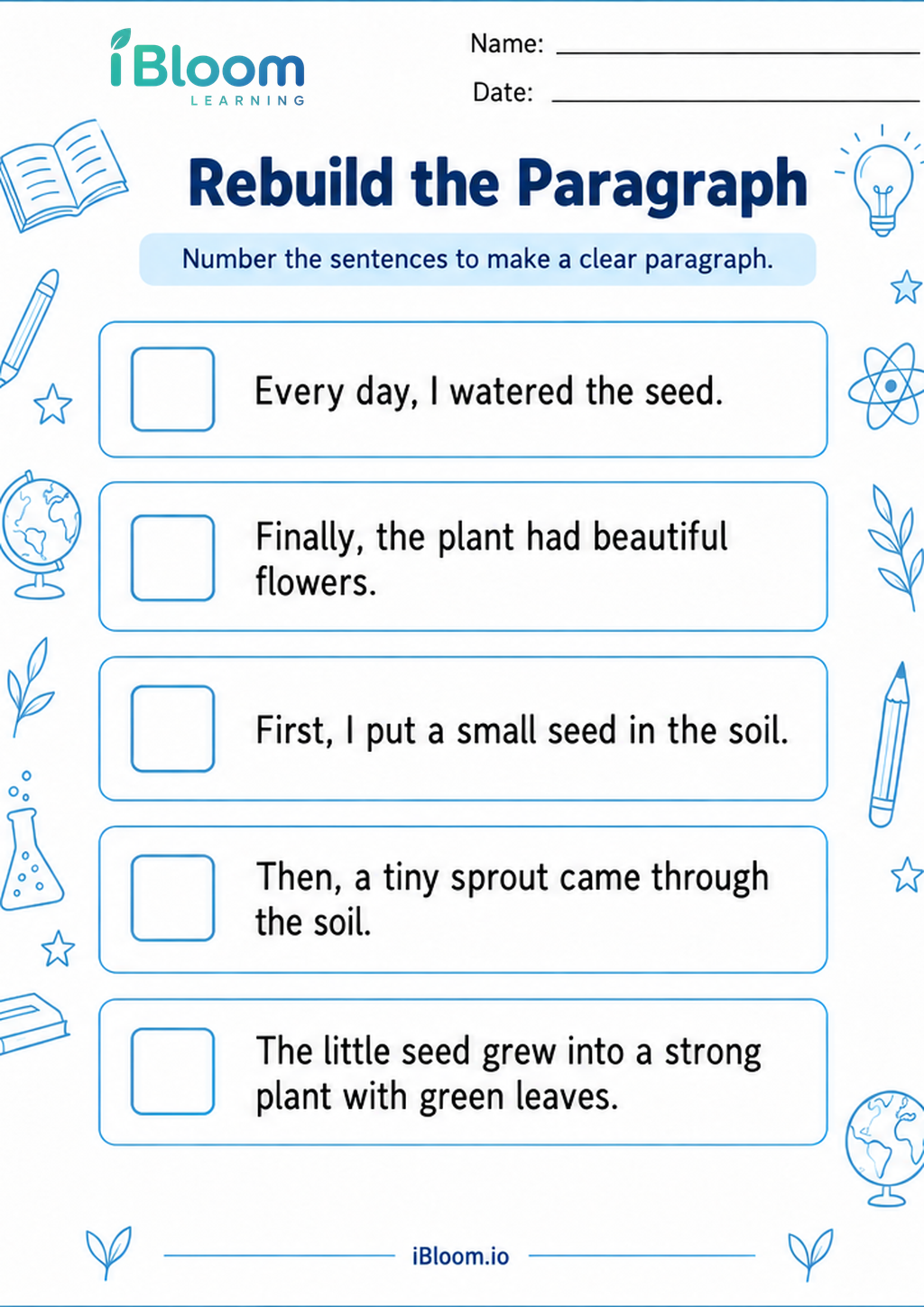 Preview of Rebuild the Paragraph worksheet