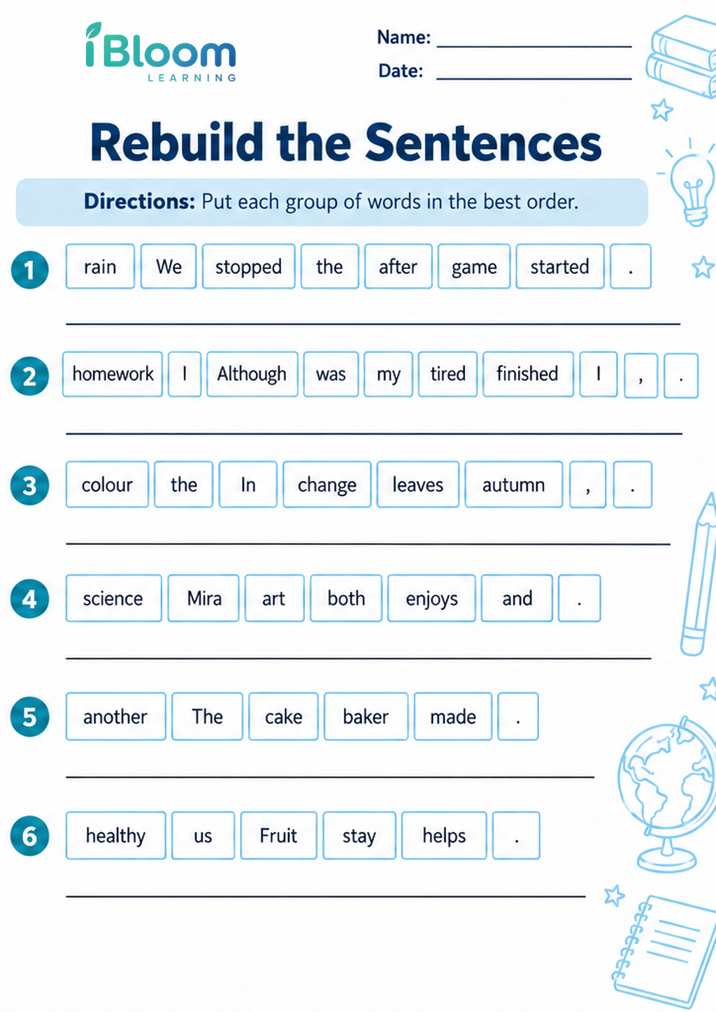 Preview page 1 of Rebuild the Sentences