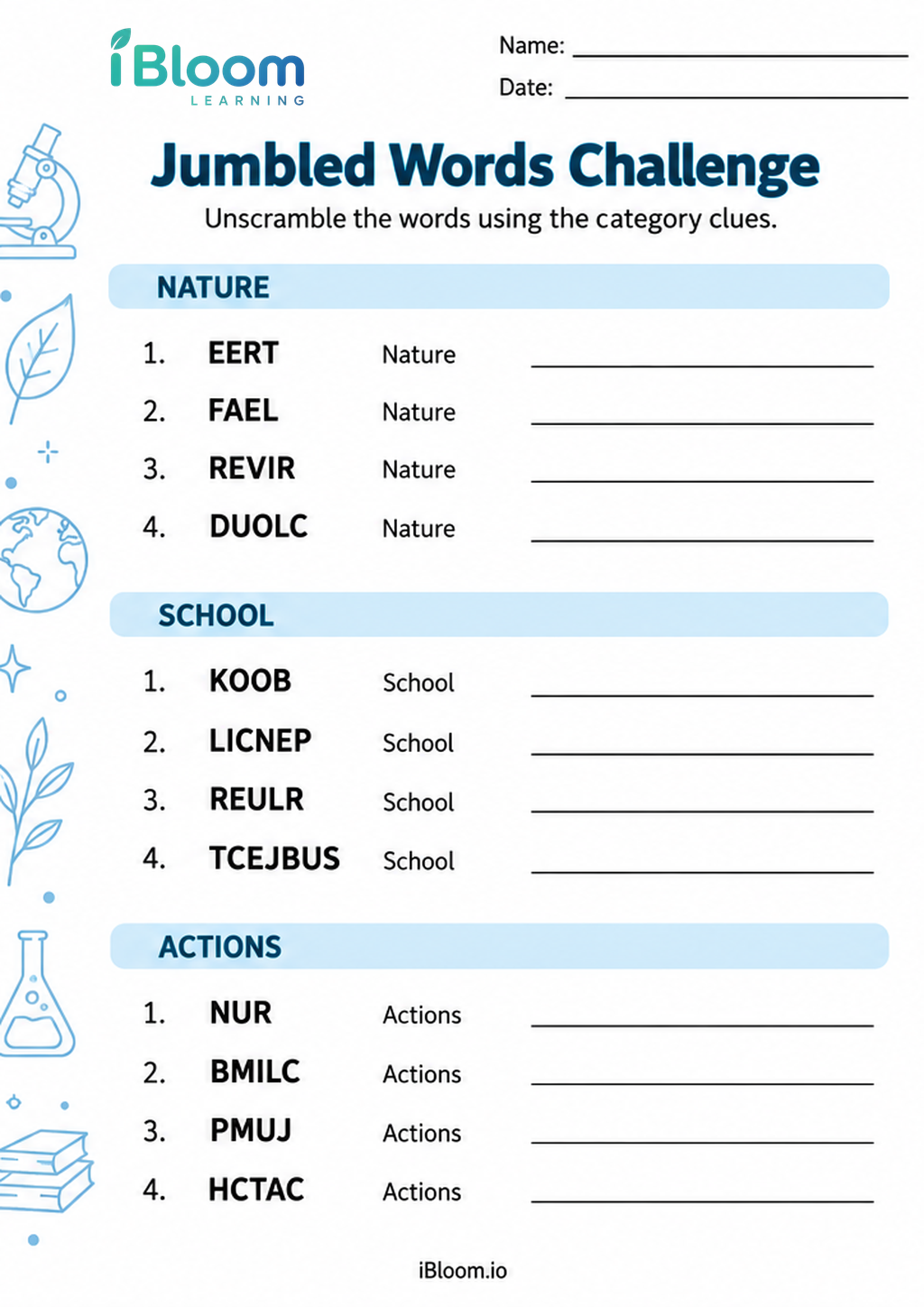Preview page 1 of Jumbled Words Challenge