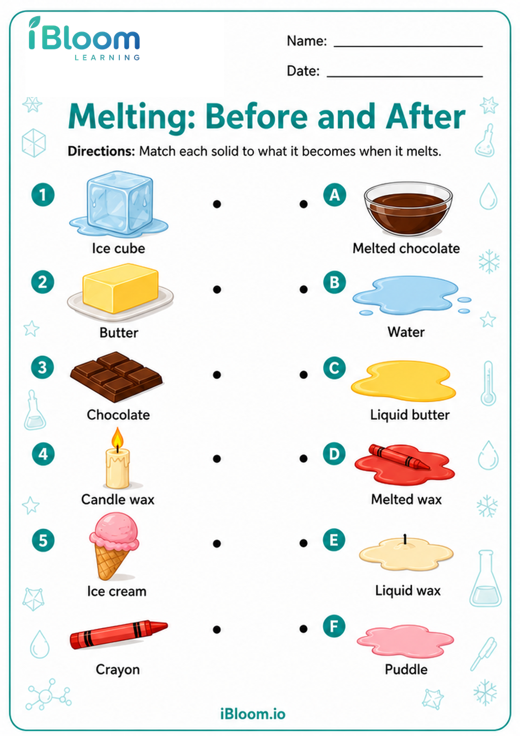 Preview of Melting: Before and After worksheet