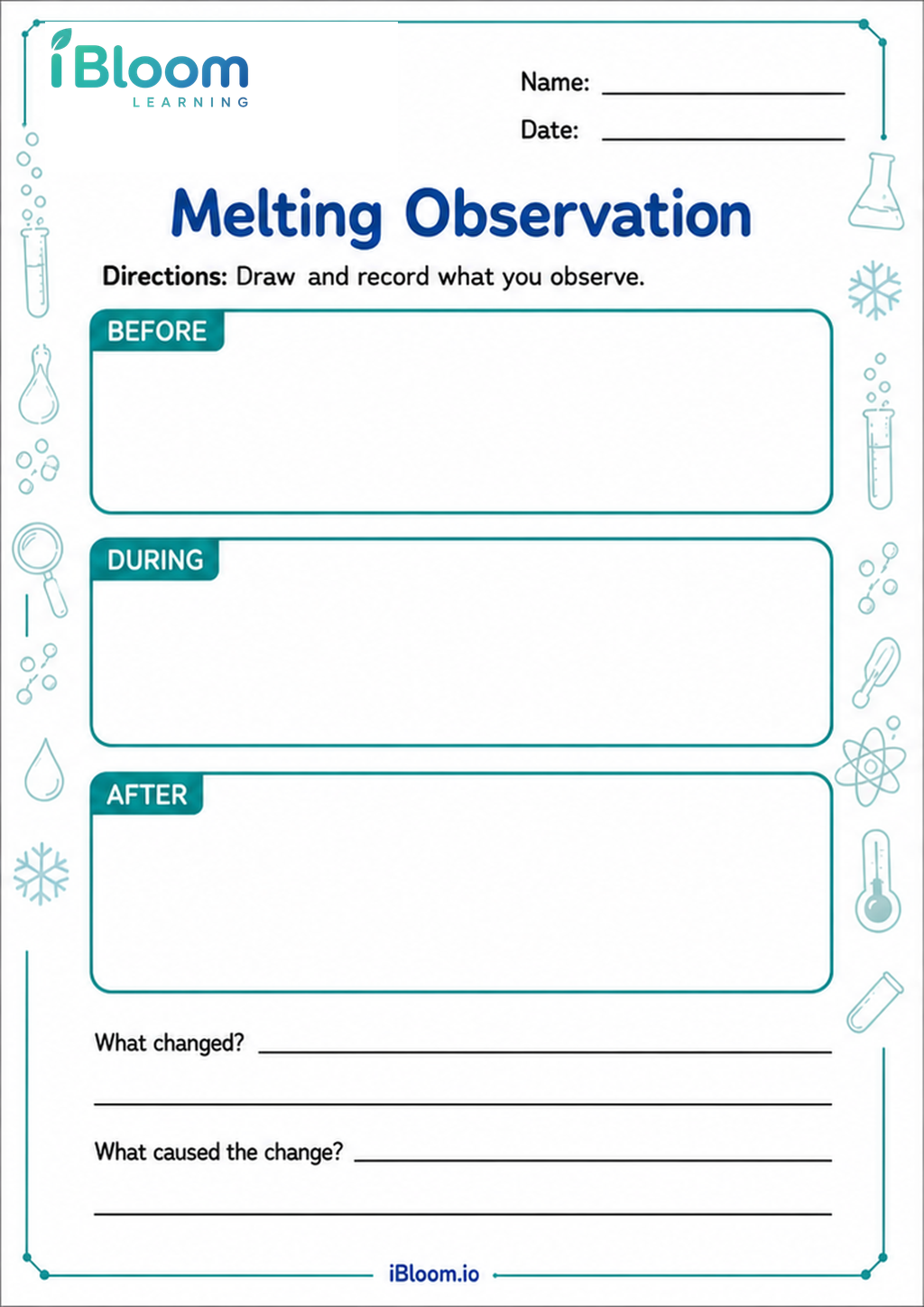 Preview of Melting Observation worksheet