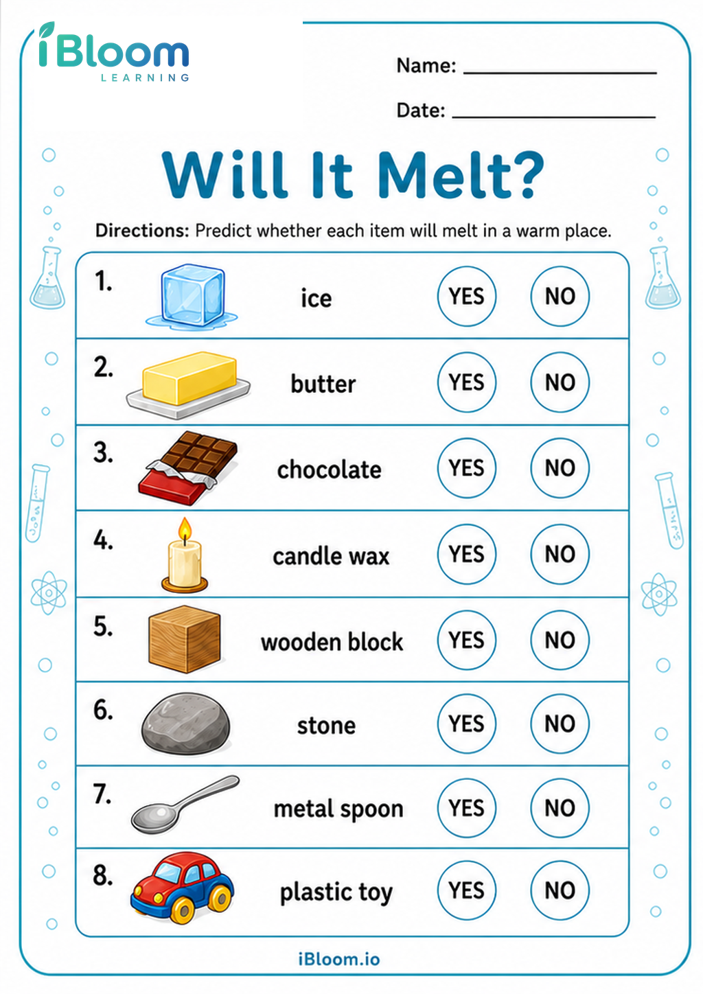 Preview of Will It Melt? worksheet