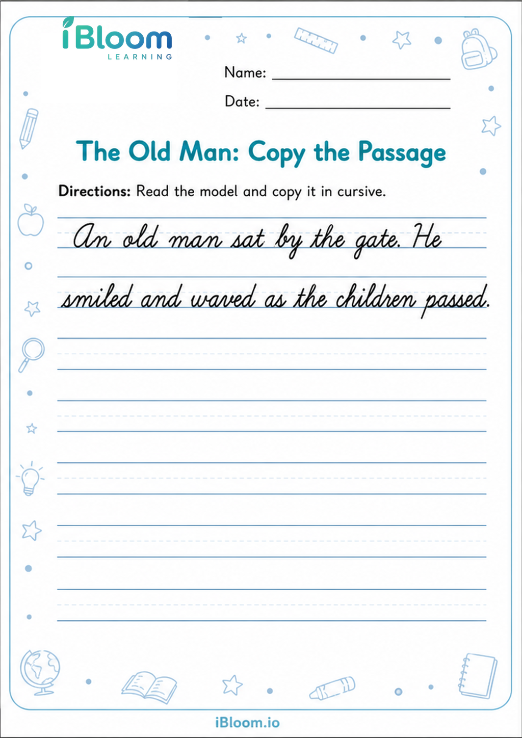 Preview page 1 of The Old Man: Copy the Passage