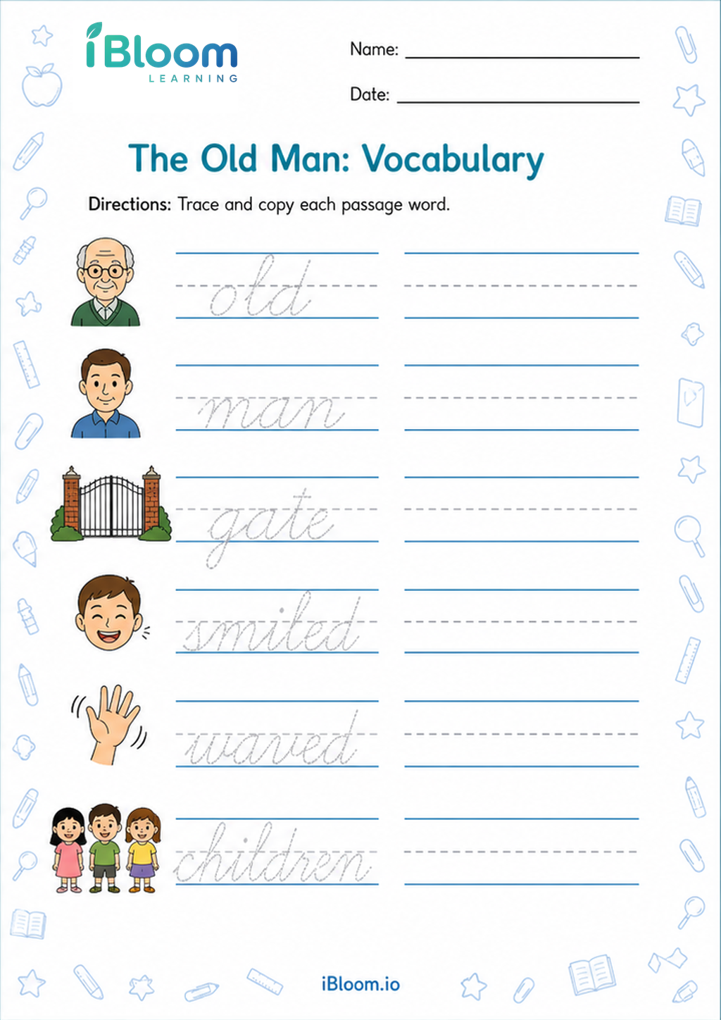Preview page 1 of The Old Man: Vocabulary