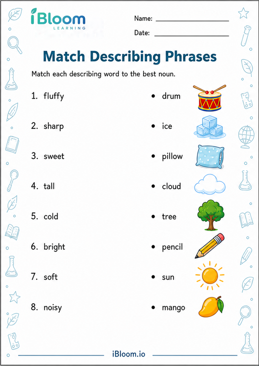 Preview of Match Describing Phrases worksheet