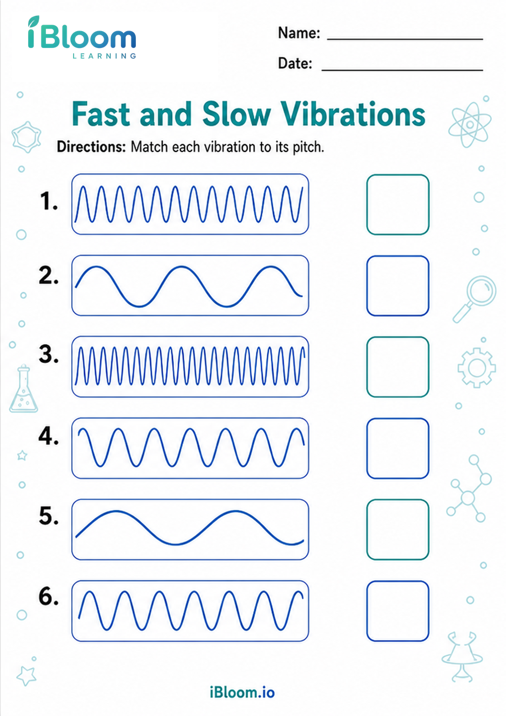 Preview of Fast and Slow Vibrations worksheet