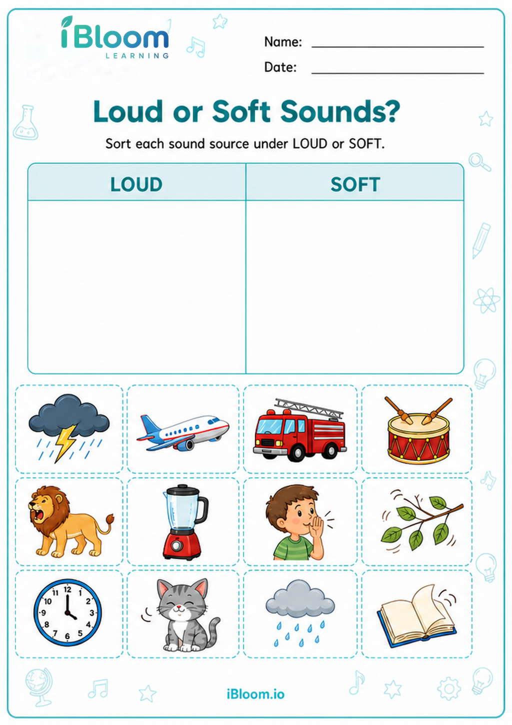 Preview of Loud or Soft Sounds? worksheet