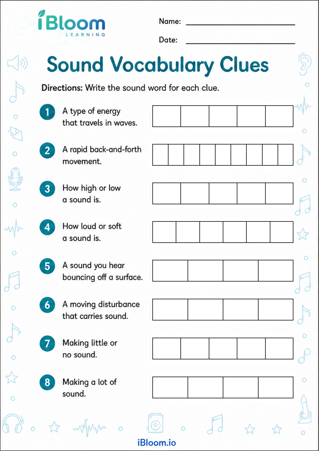 Preview page 1 of Sound Vocabulary Clues