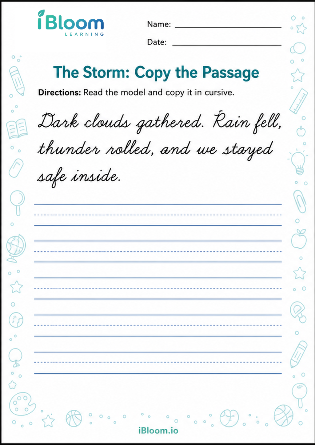 Preview page 1 of The Storm: Copy the Passage